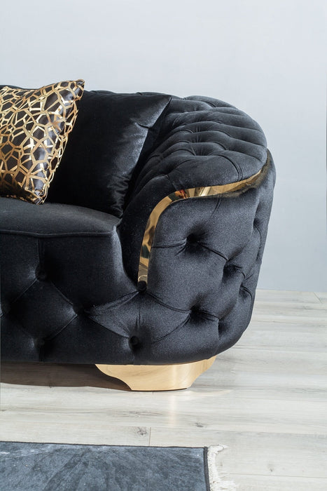 Lupino Black Velvet Sofa & Loveseat - LUPINOBLACK-SL - Gate Furniture