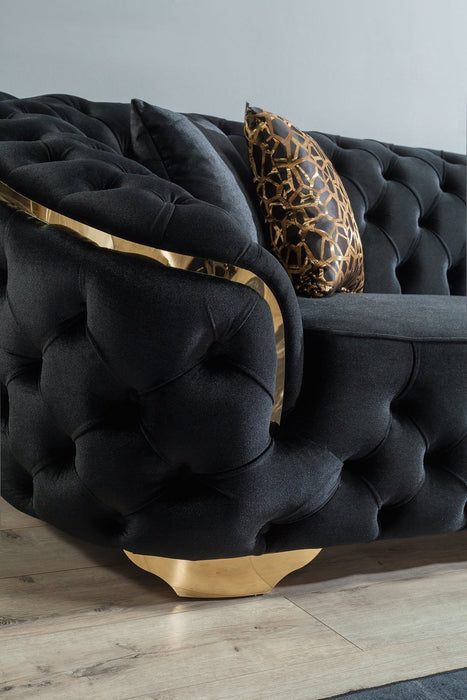 Lupino Black Velvet Sofa & Loveseat - LUPINOBLACK-SL - Gate Furniture