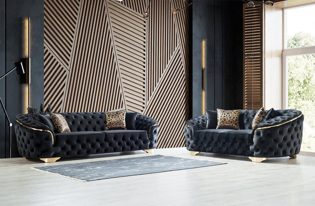 Lupino Black Velvet Sofa & Loveseat - LUPINOBLACK-SL - Gate Furniture