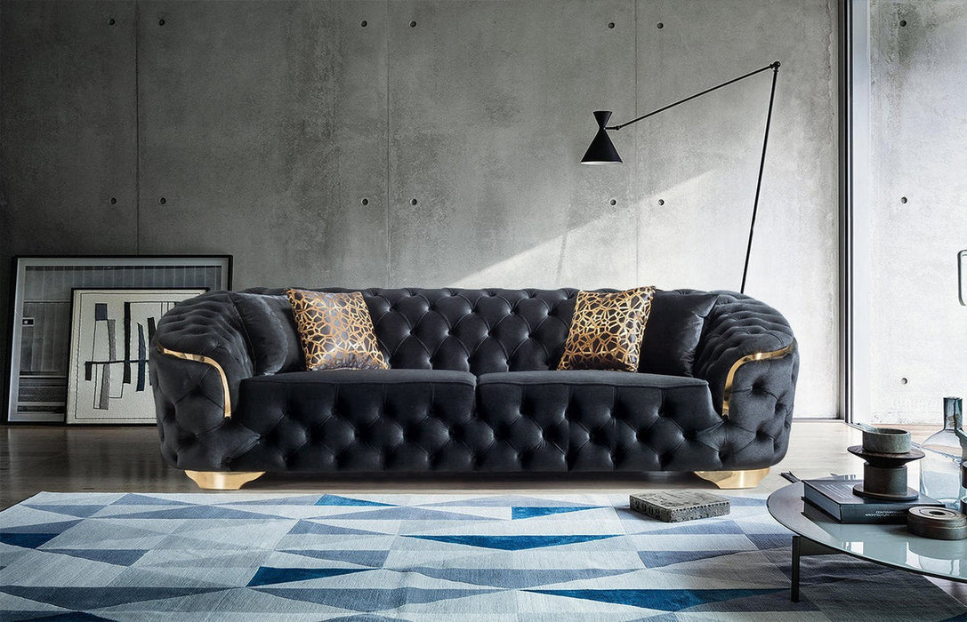 Lupino Black Velvet Sofa & Loveseat - LUPINOBLACK-SL - Gate Furniture