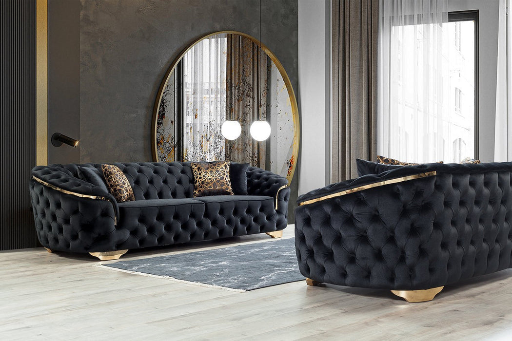 Lupino Black Velvet Sofa & Loveseat - LUPINOBLACK-SL - Gate Furniture