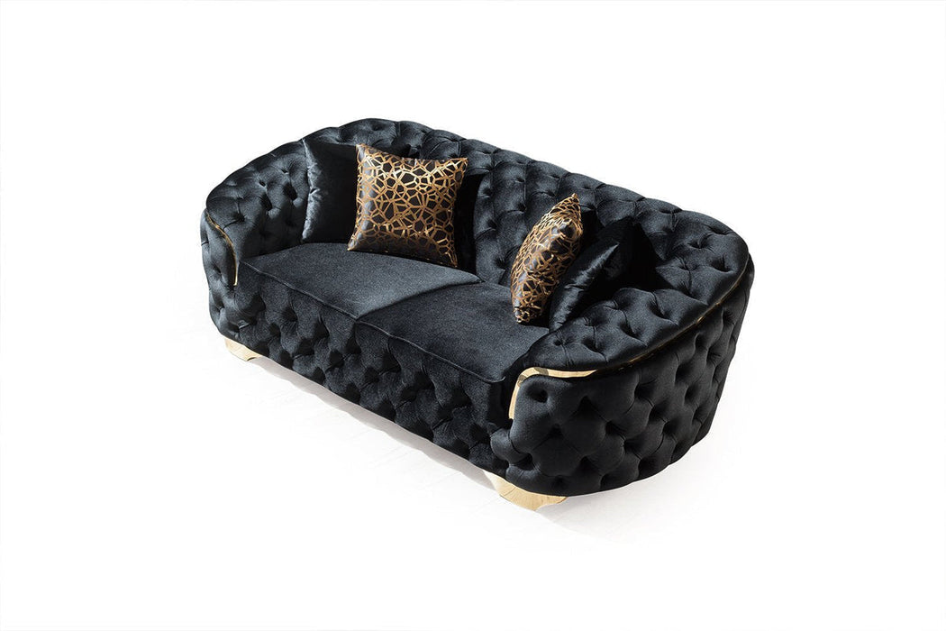 Lupino Black Velvet Sofa & Loveseat - LUPINOBLACK-SL - Gate Furniture
