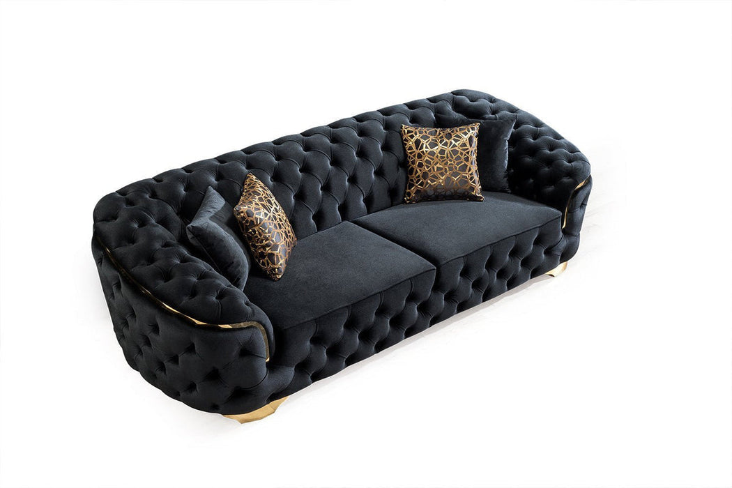 Lupino Black Velvet Sofa & Loveseat - LUPINOBLACK-SL - Gate Furniture