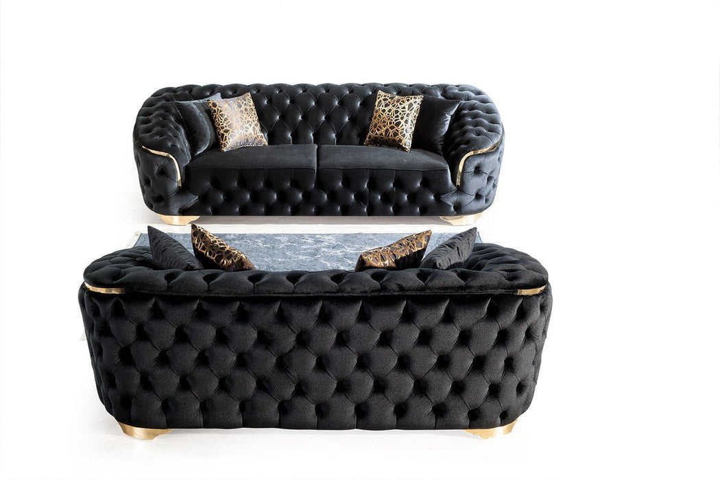 Lupino Black Velvet Sofa & Loveseat - LUPINOBLACK-SL - Gate Furniture