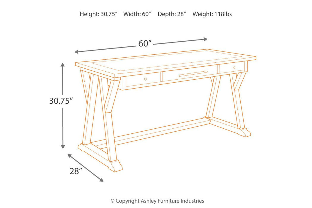 Luxenford Grayish Brown 60" Home Office Desk - H741-44 - Gate Furniture