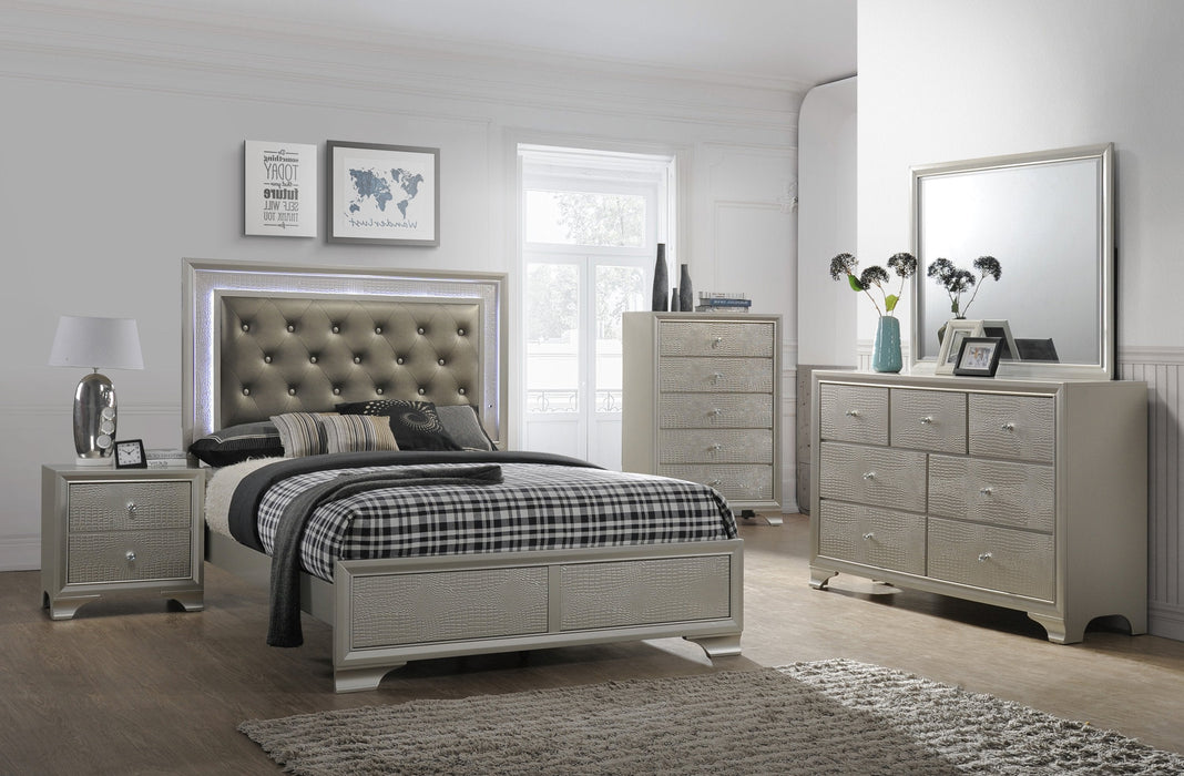 Lyssa Champagne LED Panel Bedroom Set - Gate Furniture