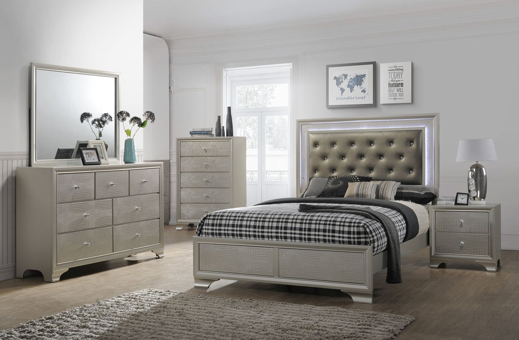 Lyssa Champagne Queen Panel Bed - Gate Furniture