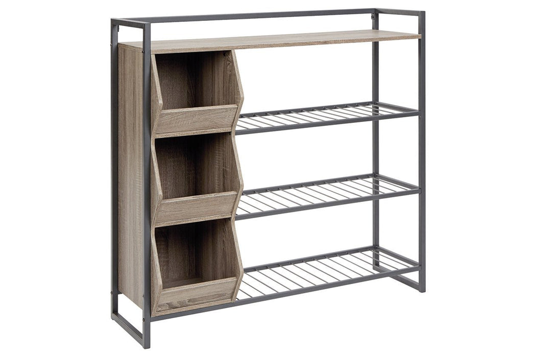 Maccenet Grayish Brown/Gunmetal Shoe Rack - Z1510473 - Gate Furniture