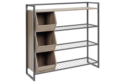 Maccenet Grayish Brown/Gunmetal Shoe Rack - Z1510473 - Gate Furniture