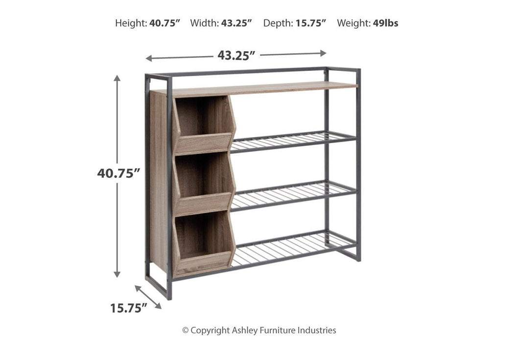Maccenet Grayish Brown/Gunmetal Shoe Rack - Z1510473 - Gate Furniture