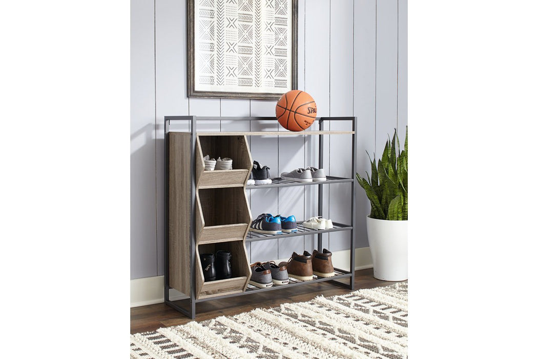 Maccenet Grayish Brown/Gunmetal Shoe Rack - Z1510473 - Gate Furniture