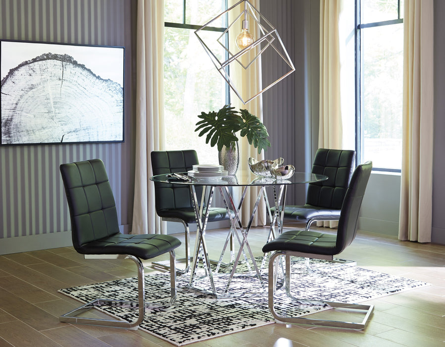 Madanere Black-Chrome 5-Piece Dining Room Set - Gate Furniture