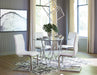 Madanere White-Chrome 5-Piece Dining Room Set - Gate Furniture