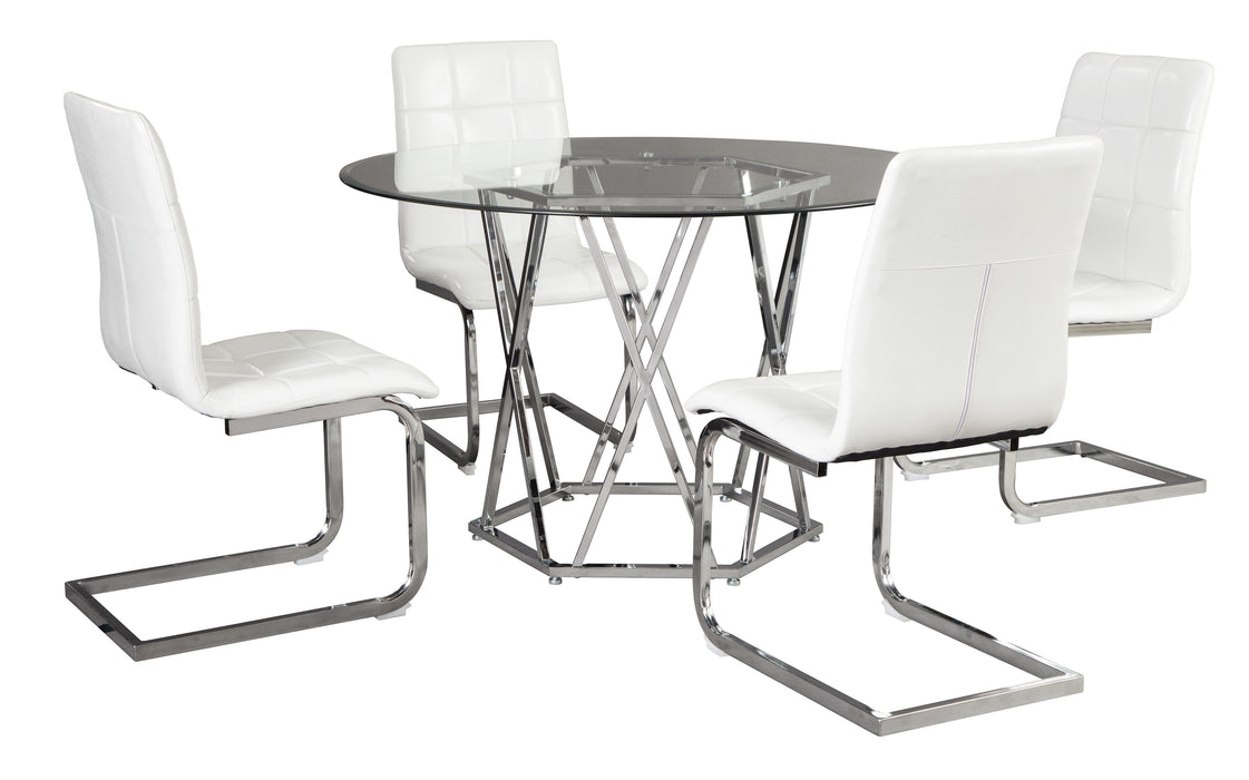Madanere White-Chrome 5-Piece Dining Room Set - Gate Furniture
