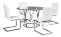 Madanere White-Chrome 5-Piece Dining Room Set - Gate Furniture