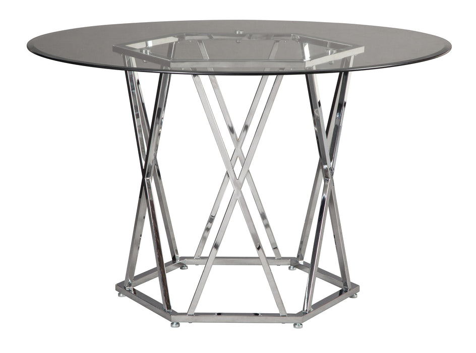 Madanere White-Chrome 5-Piece Dining Room Set - Gate Furniture