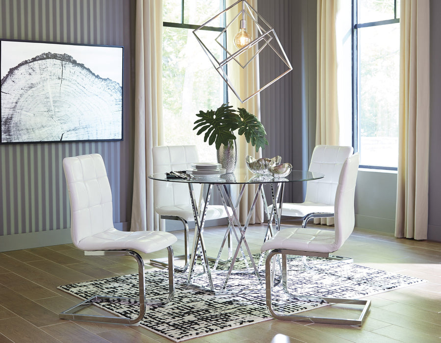Madanere White-Chrome 5-Piece Dining Room Set - Gate Furniture