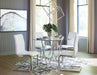 Madanere White-Chrome 5-Piece Dining Room Set - Gate Furniture