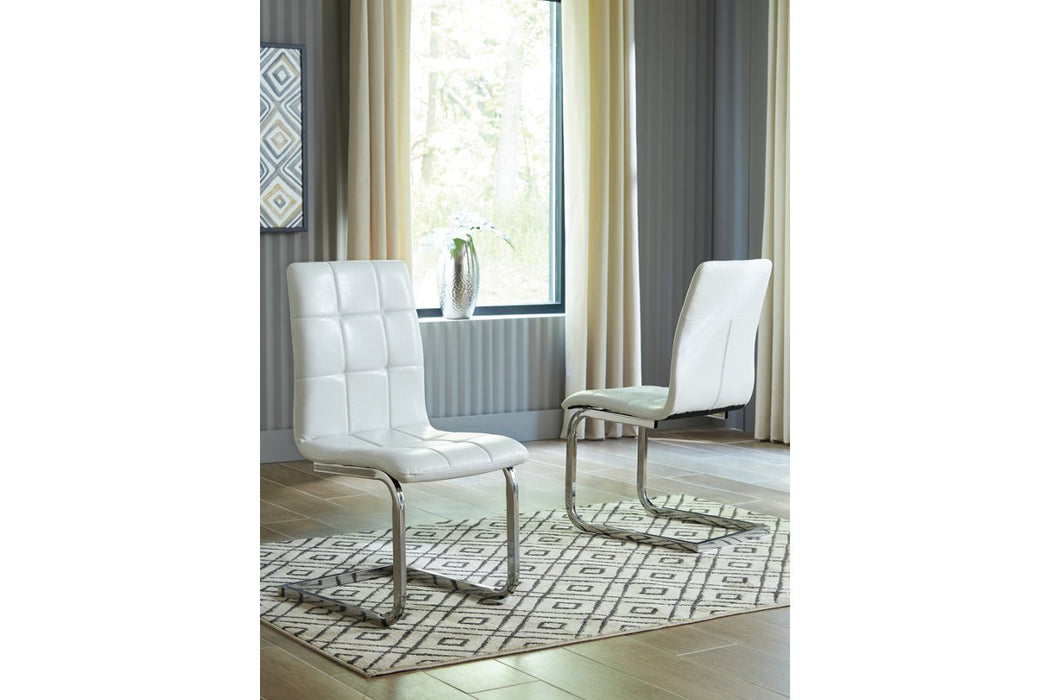 Madanere White/Chrome Finish Dining Chair (4/CN) - D275-02 - Gate Furniture
