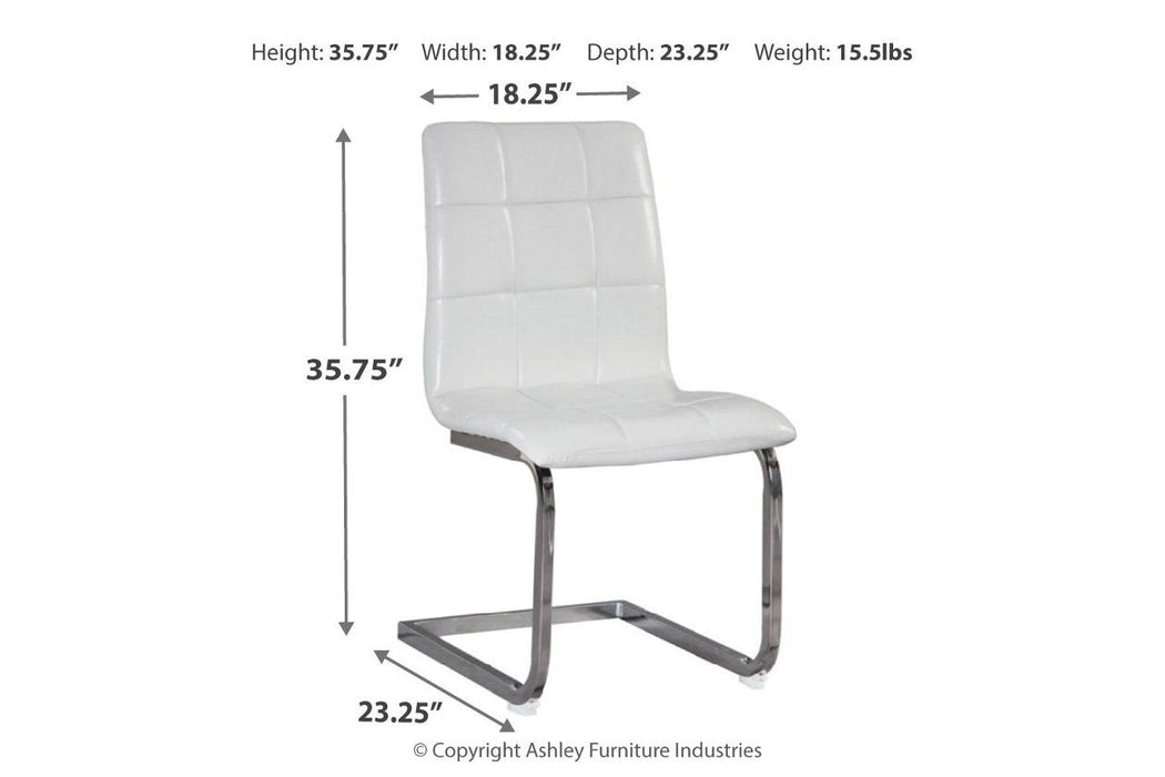 Madanere White/Chrome Finish Dining Chair (4/CN) - D275-02 - Gate Furniture