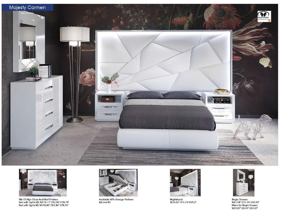 Majesty Bedroom W/Light And Carmen Cases Set - Gate Furniture