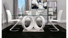 Malone White Glass Top Table &  PU Chair Dining Set - Gate Furniture
