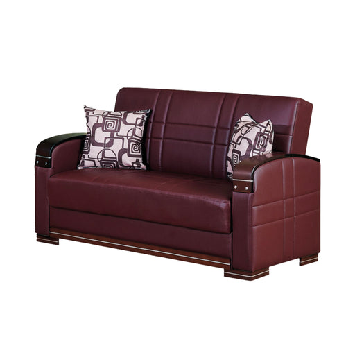 Manhattan 63 in. Convertible Sleeper Loveseat in Mahogany with Storage - LS-MANHATTAN - In Stock Furniture