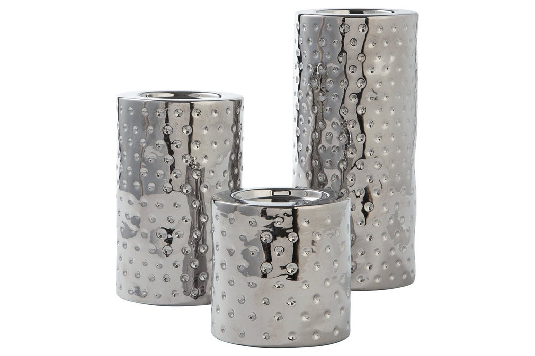 Marisa Silver Finish Candle Holder (Set of 3) - A2000460 - Gate Furniture