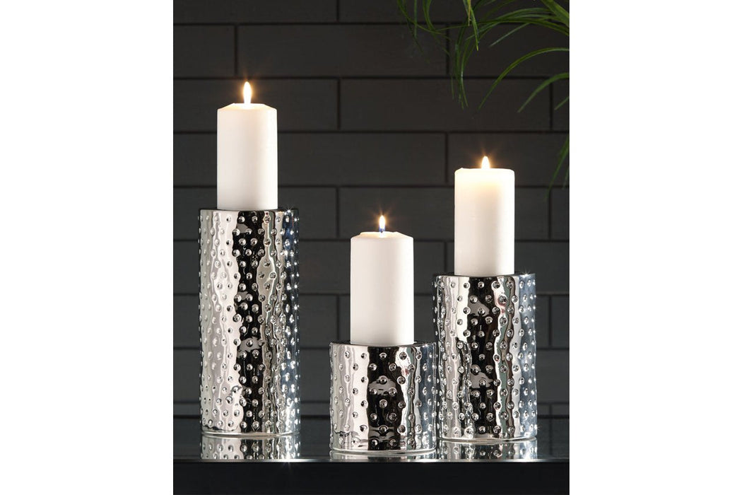 Marisa Silver Finish Candle Holder (Set of 3) - A2000460 - Gate Furniture