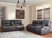McCaskill Gray Leather Power Recliner Living Room Set - Gate Furniture