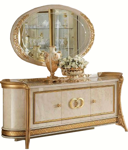 Melodia 3 Door Buffet W/Mirror Set - In Stock Furniture