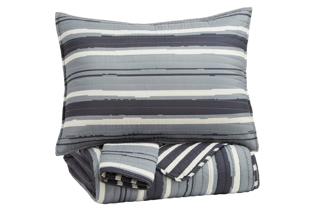 Merlin Gray/Cream 3-Piece Full Coverlet Set - Q420003F - Gate Furniture