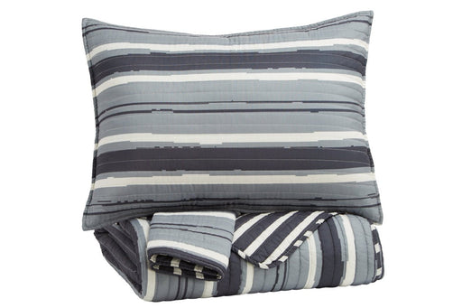 Merlin Gray/Cream 3-Piece Full Coverlet Set - Q420003F - Gate Furniture