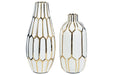 Mohsen Gold Finish/White Vase (Set of 2) - A2000135 - Gate Furniture