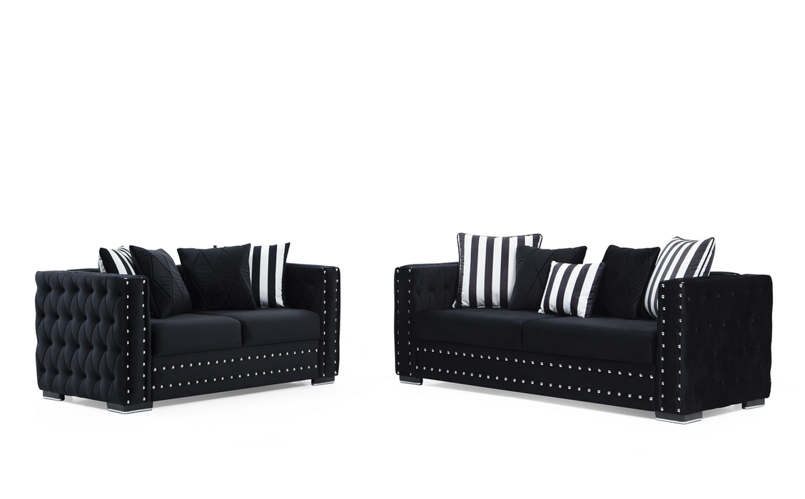 Mosby Black Velvet Sofa & Loveseat - MOSBYBLACK-SL - Gate Furniture