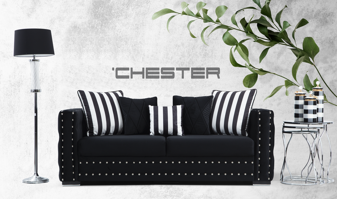 Mosby Black Velvet Sofa & Loveseat - MOSBYBLACK-SL - Gate Furniture