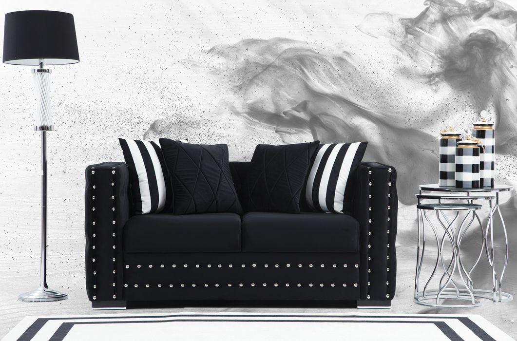 Mosby Black Velvet Sofa & Loveseat - MOSBYBLACK-SL - Gate Furniture