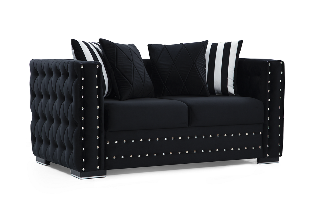 Mosby Black Velvet Sofa & Loveseat - MOSBYBLACK-SL - Gate Furniture