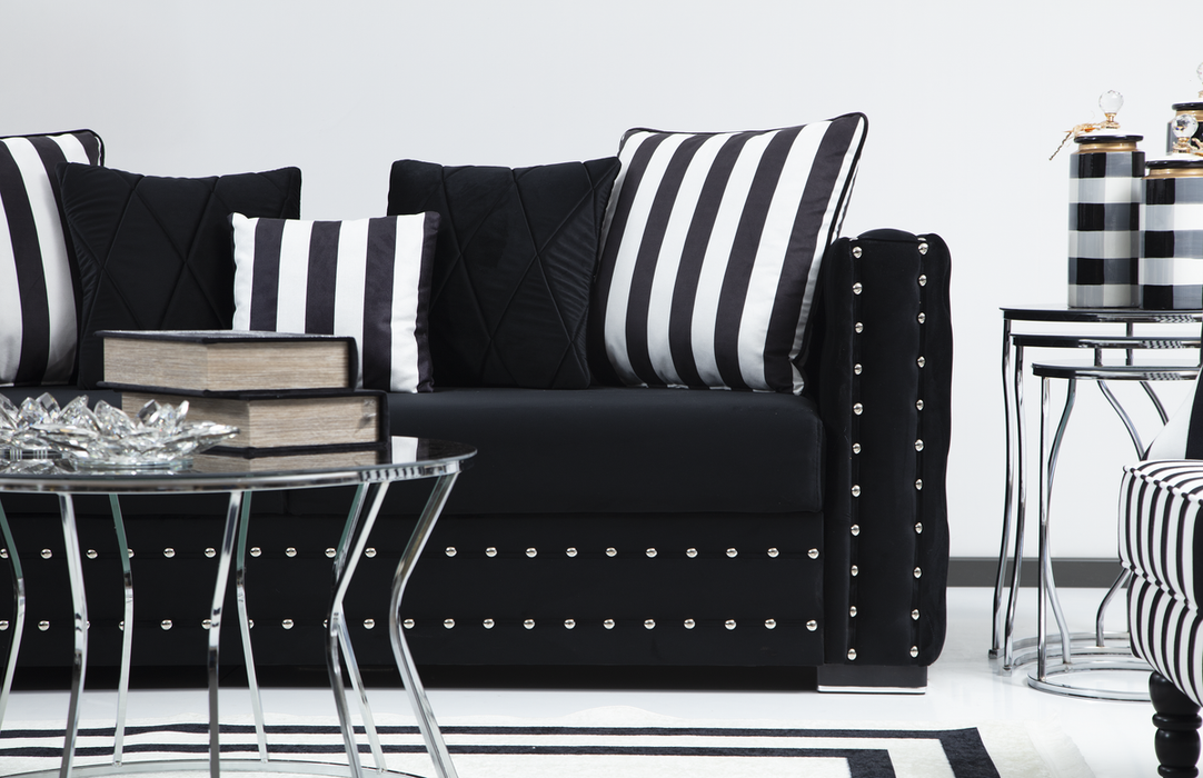 Mosby Black Velvet Sofa & Loveseat - MOSBYBLACK-SL - Gate Furniture