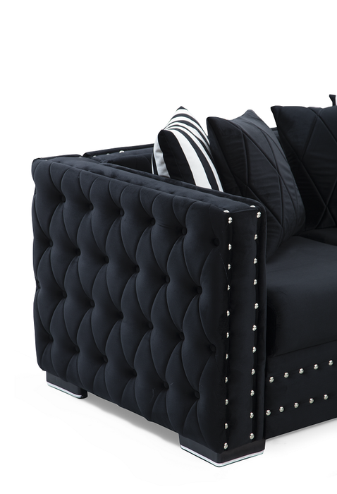 Mosby Black Velvet Sofa & Loveseat - MOSBYBLACK-SL - Gate Furniture