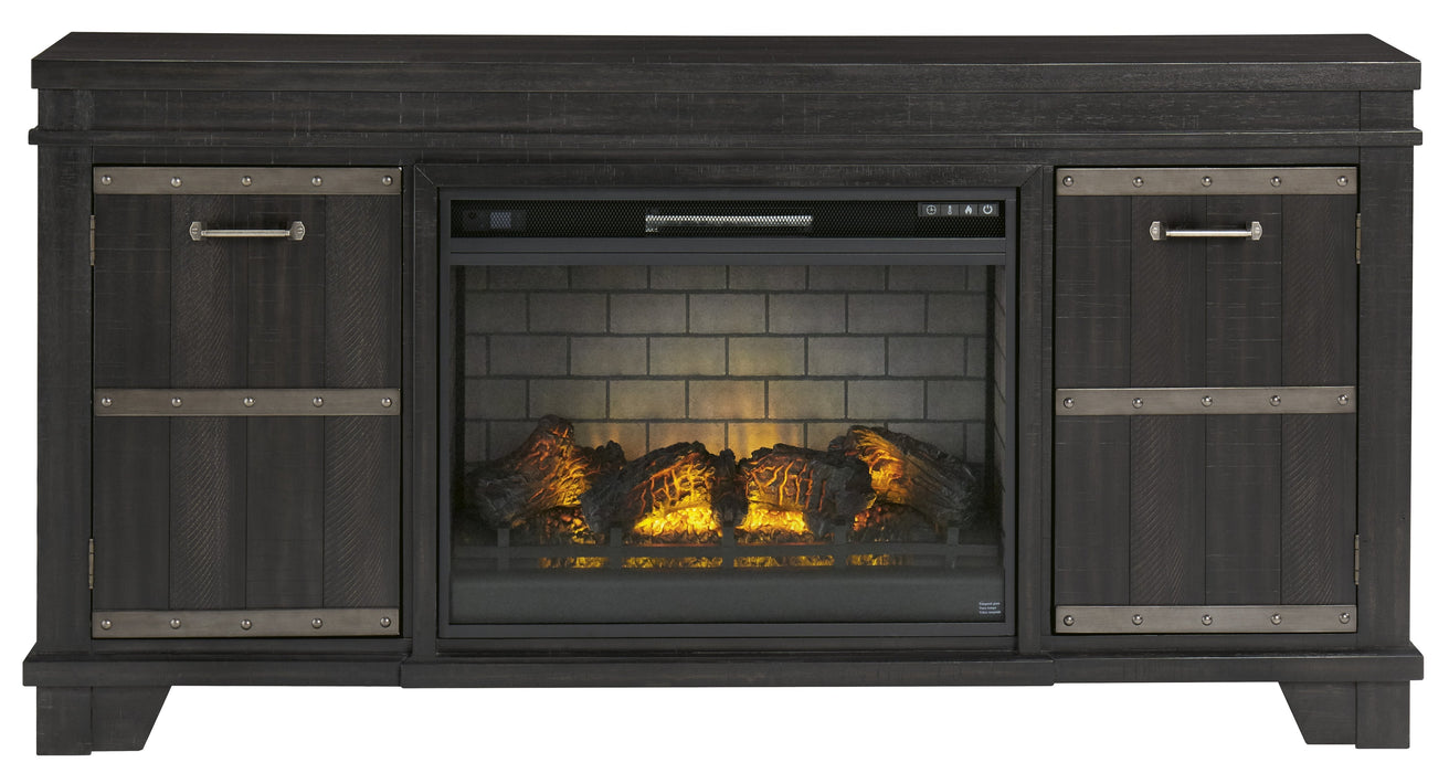 Noorbrook Black XL TV Stand w/Fireplace Option - Gate Furniture