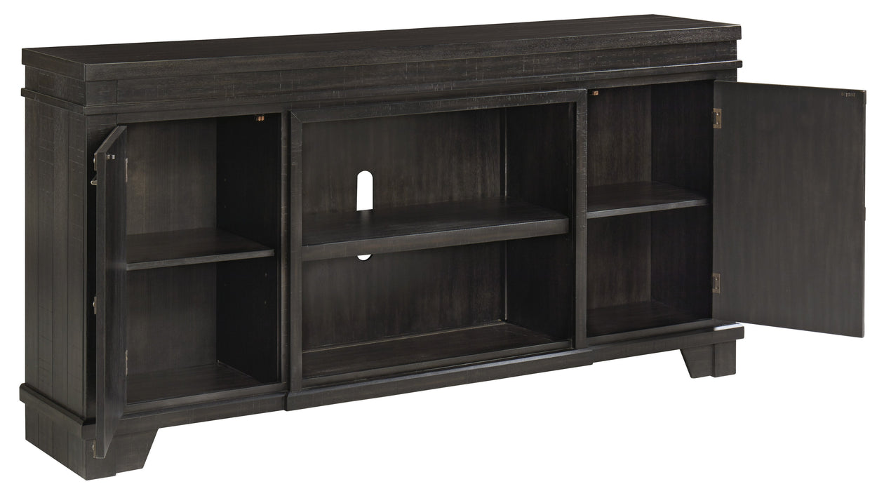 Noorbrook Black XL TV Stand w/Fireplace Option - Gate Furniture