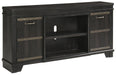 Noorbrook Black XL TV Stand w/Fireplace Option - Gate Furniture