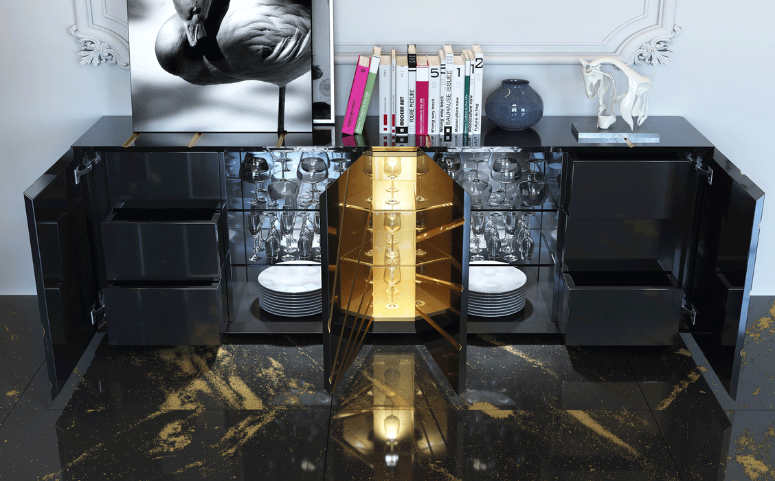 Oro Black Dining Room Set - Gate Furniture