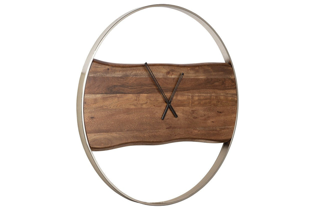 Panchali Brown/Silver Finish Wall Clock - A8010198 - Gate Furniture