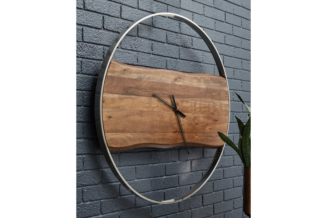 Panchali Brown/Silver Finish Wall Clock - A8010198 - Gate Furniture