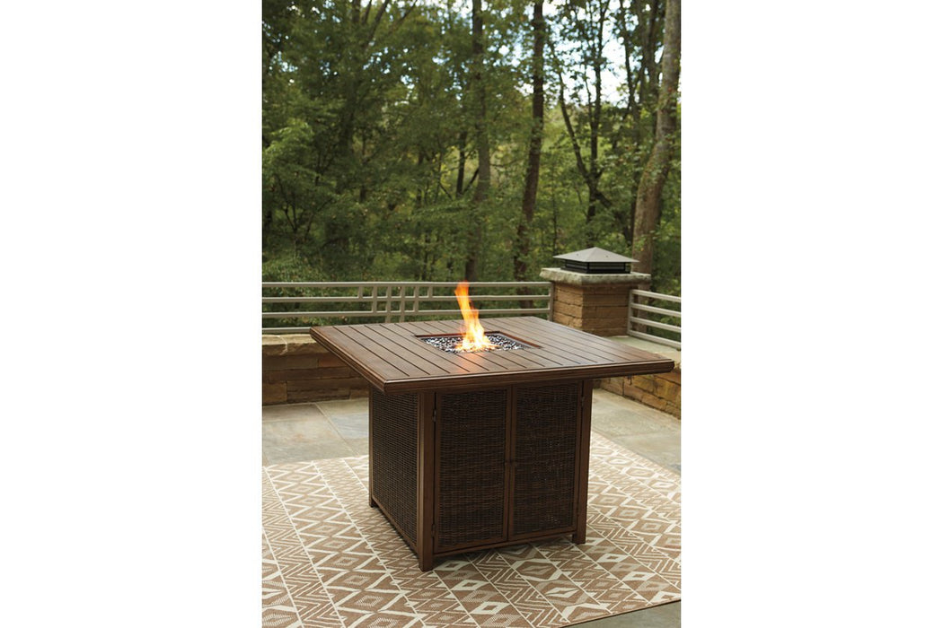 Paradise Trail Medium Brown Bar Table with Fire Pit - P750-665 - Gate Furniture