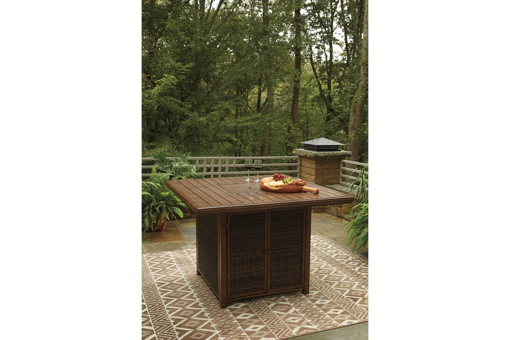 Paradise Trail Medium Brown Bar Table with Fire Pit - P750-665 - Gate Furniture