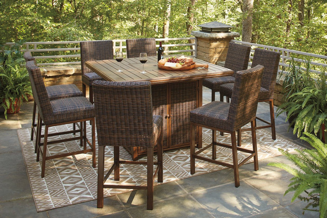 Paradise Trail Medium Brown Bar Table with Fire Pit - P750-665 - Gate Furniture