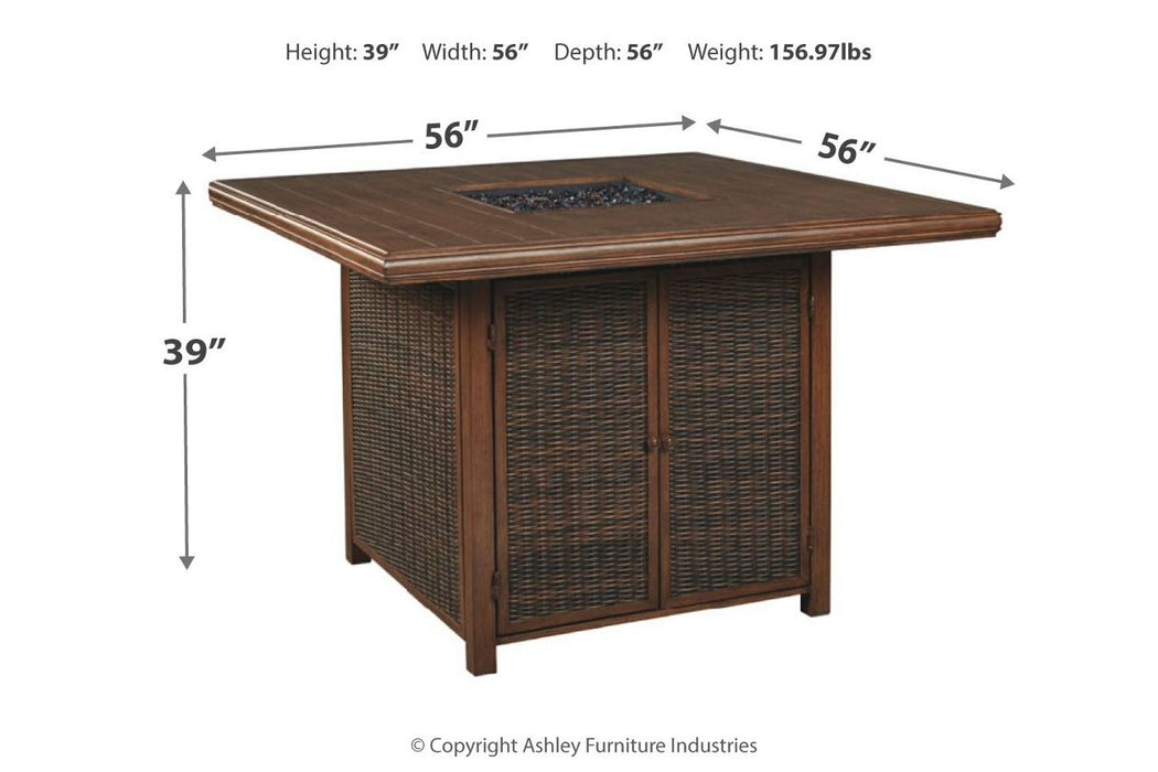 Paradise Trail Medium Brown Bar Table with Fire Pit - P750-665 - Gate Furniture